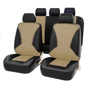 Beschermhoes Autostoel Universele Stoelhoesbeschermer Lederen Voorstoel Achterbank Kussenmat Mat Autokussenaccessoires(A 5Seats-Beige)