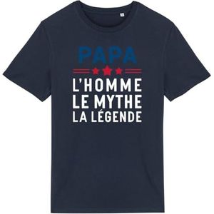 T-shirt papa, de man The Mythe the the Legend - voor heren - Bedrukt in Frankrijk - 100% biologisch katoen - Cadeau voor verjaardag - Origineel grappig papa, Marineblauw, M