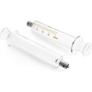 Glazen spuit - 10 ml capaciteit, 2 Pack Metalen Luer Lock zonder naald (20ml)
