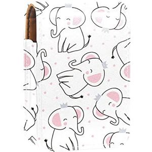 Olifant wit schattig lipgloss houder lippenstift hoesje draagbare make-up tas reizen lippenstift organizer case met spiegel mini lippenstift opbergdoos voor vrouwen