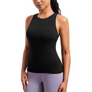 CRZ YOGA Vrouwen Butterluxe Racerback Gewatteerde Tank Top Zonder Beugel Longline Sport Top Yoga Fitness Sport Tops zwart M