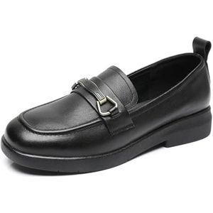 Sekiueo Dames Platform Loafers Instappers Met Dikke Hak Zakelijke Casual Kleding Werkschoenen,zwart,33 EU