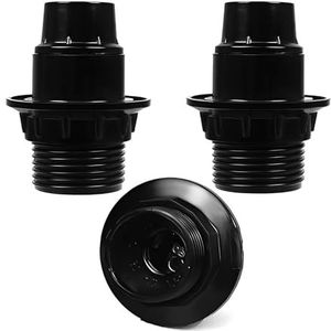 FINELED - Lamphouder E14 schroeffitting 3-pack lamphouder met kabelbinders zwart