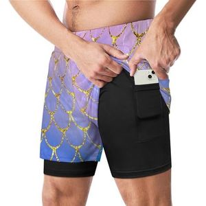 Zeemeermin Visschubben Grappige Zwembroek met Compressie Liner & Pocket Voor Mannen Board Zwemmen Sport Shorts