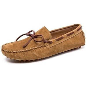 Loafers for heren Nubuckleer met ronde neus Rijstijl Mocassins Loafer Comfortabele platte hak Lichtgewicht feestbruiloft Instapper (Color : Light brown, Size : 43 EU)