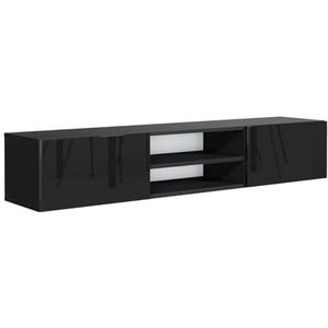 MebLocker TV-kast, hangkast, tv-meubel, hangend 120 cm, hangplank, tv-kast, lage kast, hangkast, wandkast, woonwand voor woonkamer, tv-tafel, tv-meubel, modern design (zwart glans)