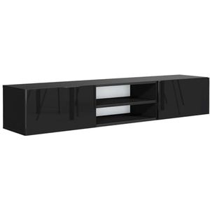 MebLocker Tv-kast, hangkast, tv-board, hangend, 120 cm, hangplank, tv-kast, lage kast, wandkast, woonwand voor woonkamer, televisietafel, tv-meubel, modern design (zwart glanzend)