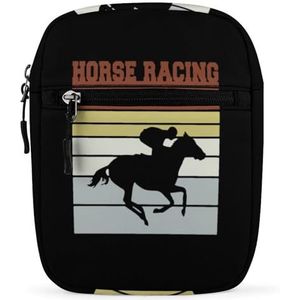 Retro Horse Racing Team Mini Crossbody Tas Unisex Anti-Diefstal Side Schoudertassen Reizen Kleine Messenger Bag