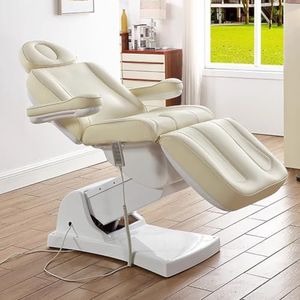 TT-YEC Ergonomisch Elektrisch Massagebed, Verstelbaar Professioneel Spabed 4 Motoren, Hoogte 58-88CM Verstelbaar, Fauteuil Schoonheidsstoel, SPA Stretchstoel, Gebroken Wit