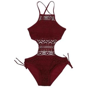 1 STUKS Badpak Rugloos Halter Strand Haak Bikini Badmode Zwart for Vrouwen(Red,L)