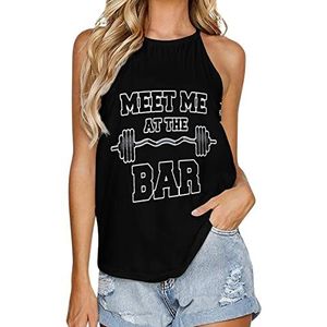 Meet Me At The Bar Tanktop voor dames, zomer, mouwloze T-shirts, halter, casual vest, blouse, print, T-shirt, L