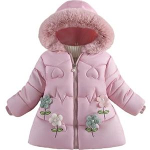 Kinderdonsjack Ultrazachte geïsoleerde jassen Kinderen Warme winterkleding Jongens Meisjes Lichtgewicht gewatteerde bovenkleding Winddichte capuchon Winterjassen Jas for jongens en meisjes(Pink,12M(Si