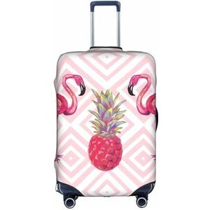 OPSREY Regenboog Rose Gedrukt Koffer Cover Reizen Bagage Mouwen Elastische Bagage Mouwen, Roze Flamingo Ananas, M