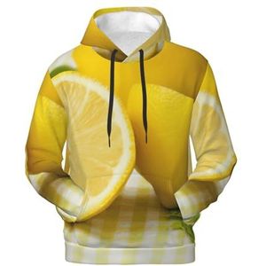 KLJnmbb Gele Citroenprint Heren Hoodie Voor Winter Herfst En Lente Casual Wear Trui Zacht En Comfortabel, Zwart, S