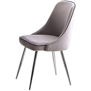 GEIRONV 45×43×80cm Eetkamerstoelen,Fluweel Zilveren Voeten Receptie Chair voor Slaapkamer Balkon Studie Lounge Stoel 1 Stuk Eetstoelen (Color : Light gray, Size : 45x43x80cm)