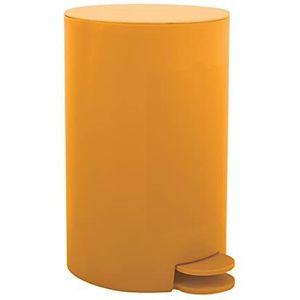 MSV Prullenbak/pedaalemmer - kunststof - saffraan geel - 3L - klein model - 15 x 27 cm - Badkamer/toilet