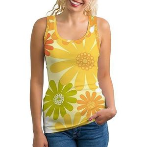 Chrysanthemum madeliefje bloemen mode tanktop voor vrouwen gym sport T-shirts mouwloos slank yoga blouse t-shirt M