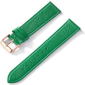LQXHZ Palm Bedrukte Lederen Band Echte Koeienhuid Horlogeband Handgemaakte Blauw Geel Bruin Bruin Heren Dameshorloge Armband (Color : Green rose buckle, Size : 17mm)