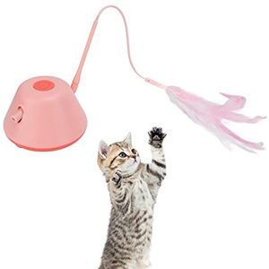 Kunststof Interactief 3 Modi USB Opladen LED Bewegend Elektrisch Kitten Veer Speelgoed, Automatisch Kattenspeelgoed voor Binnen Pluche Interactieve Speelgoedfiguren Knuffels & Pluche Speelgoed (Roze)