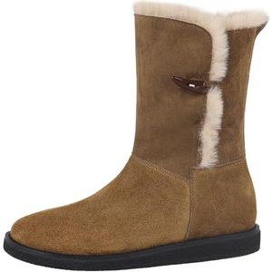 Smilice Comfort platte hak sneeuwlaarzen voor dames warme korte laarzen voor de winter, Kaki, 35 EU