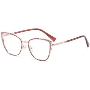 moomoobird Anti Blue Light Bril Vrouwen Mode Bril Cat Eye Bril Frame Metalen Montuur Bril, Cameo Gold Frame, Large