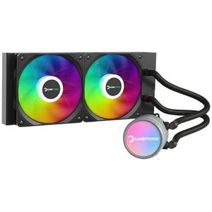 Gamepower Skadi V2 240 AIO CPU-vloeistofkoeler, Halo adresseerbare pomp, 240 mm radiator met 2x PWM ARGB HDB-ventilatoren, 14,5 W/mK thermische pasta, compatibel met Intel LGA 1851, 1700, AMD AM4/AM5