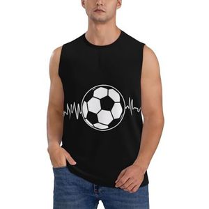 I Love Soccer Heren Vesten Bodybuilding Atletische Zomer Workout Tank Top Mouwloos T-shirt Fitness Tank Running Gym Vest Sneldrogend, 3 D, XXL