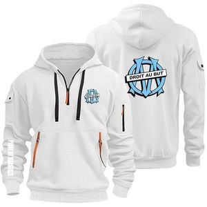 AHYAOFA Heren Gezellige Hoodie Sweatshirt voor P.D. Marseille Truien Tops Hoody Sport Uitloper Lange Mouw Hooded Jassen Half Zip Jassen, Wit-2, 18-20