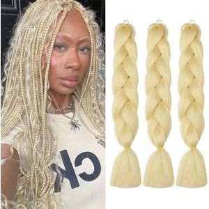 ShowJarlly Kunsthaar, Ombre Jumbo Braid Haarverlängerung 24"", Box Braid zum Einflechten 613#