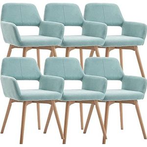 GEIRONV Moderne Eetkamerstoelen, Massief Houten Poten Holle Rugleuning Fluwelen Keuken Kamer Stoel Gestoffeerde Accent Vrijetijdsfauteuil Set van 6 Eetstoelen (Color : Light green, Size : 45x43x79cm