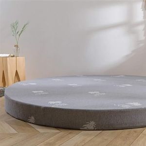 KokotY Verdikte ronde bedmatras, vloertatami-matras gevuld met traagschuim, verwijderbare vouwmatras, futon ademende matras, grote matras (diameter 200 cm) (maat: 15 cm dik)