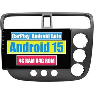 RoverOne Auto Stereo CarPlay Hoofd Unit voor Honda Civic 2000 2001 2002 2003 2004 2005 2006 Android Auto Touchscreen Sat Navi Bluetooth WiFi Radio Speler