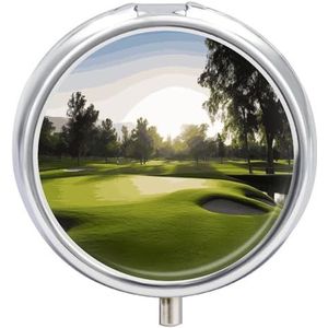 Pillendoosje 3 compartimenten medicijnpillenetui, golfbaan kleine pillenetui voor portemonnee en zak, draagbare pillenhouder, ronde pillenhouder, mini-pillenorganizer voor reizen of dagelijks gebruik