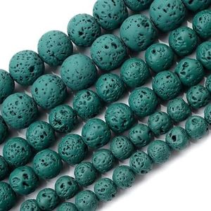 Natuurlijke groene steen kralen Jades kristal Turkoois losse spacer kralen voor sieraden maken DIY handgemaakte armband ketting 4-12 mm-donkergroene lava-6 mm ongeveer 61 kralen
