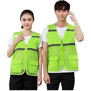 Kamizelki bezpieczeństwa, Mesh Rits Outdoor Werkvest for Heren Dames Met Zakken Multicolor Meerdere Maten(Grün,4XL)
