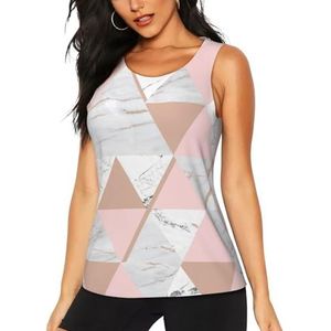 PPHGUT Roze en Goud Marmeren Print Vrouwen Zomer Tank Tops Atletische Vakantie Running Wandelen Outdoor Fitness Camping, Zwart, S