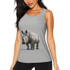 Animal Rhino Print Tank Tops Yoga Running Wandelen Outdoor Activiteiten Casual Dagelijks Dragen Avontuur Sport, Zwart, S