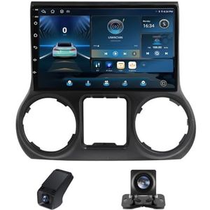 Android autoradio 2 Din geldt voor Jeep Wrangler 3 JK 2010-2018 met Draadloze Carplay Android Auto GPS Navi WiFi 9 inch met Bluetooth ADAS DVR+ Achteruitrijcamera/Stuurwielbediening(X1)