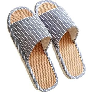 slippers dames Bamboe Slippers, Linnen Slippers Met Rubberen Bodem, Indoor En Outdoor Katoen Vlas Slippers, Dames En Heren Casual Soft Antislip Open Tood Mute Slippers