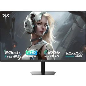 KTC Gaming-monitor met snel IPS-paneel, 61 cm (24 inch), 1080P, Zero Frame computermonitor (165 Hz, 125% Srgb, HDR10, oogverzorging, HD 2,0 x 2, displayport 1,4 x 2), H24T09P 61 cm (24 inch), zwart