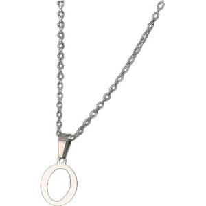 Eenvoudige zilveren kleur 26 letter hanger ketting mode unisex AZ initialen roestvrijstalen choker sleutelbeen ketting sieraden (Style : FN782183)