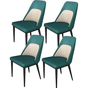 GEIRONV Moderne eetkamerstoelen, set van 4, met metalen poten, keukenstoelen, kunstlederen zitting van microvezel, woonkamerstoelen Eetstoelen (Color : Green, Size : 53x44x88cm)