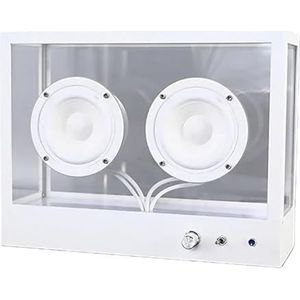 Transparante Bluetooth-luidspreker, minimalistische boxcassetteluidsprekers, volledig omsloten transparant akoestisch kamerontwerp, ondersteuning for Bluetooth, USB, AUX-weergave(White)