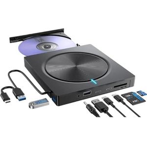 7-IN-1 externe dvd-speler USB 3.0 cd-rombrander SD/TF-kaartlezer CD DVD +/-RW optische schijfstations schrijver for laptop pc