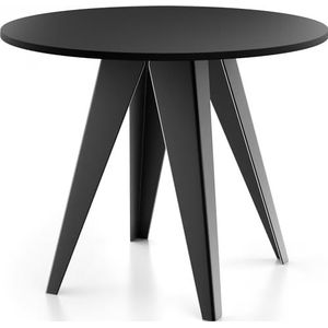WFL GROUP Eettafel Glory in industriële stijl, modern, rond, uittrekbaar van 90 cm tot 130 cm, met gepoedercoate metalen poten, tafel voor kleine keuken, kleur zwart, 90 cm