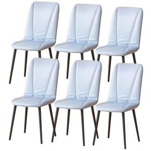 Keukeneetkamerstoelen set van 6, kunstleer woonkamer bijzetstoelen metalen poten moderne Scandinavische luxe meubelen