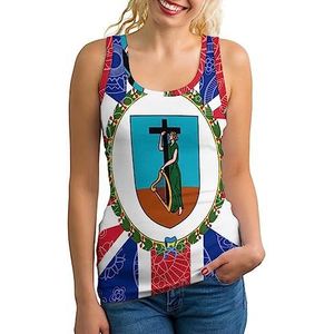Montserrat Paisley Vlag Mode Tank Top voor Vrouwen Gym Sport T-shirts Mouwloos Slank Yoga Blouse Tee S