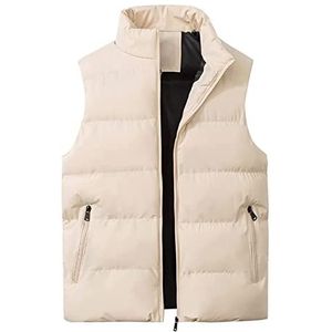 Warmere Bovenkleding Outdoor Warmer Gilet Lichtgewicht Puffervest Voor Heren, Gewatteerd Mouwloos Jack Winterjas Gilets(White,XL)