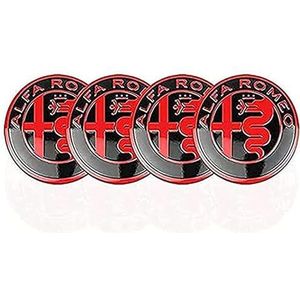 SJZZJMZ 4 stuks auto wielnaafdoppen voor Alfa Romeo Mito 147 156 159 166 Giulietta Spider Stelvio 50mm auto wielnaafdoppen vervangende naafdoppen stickers B