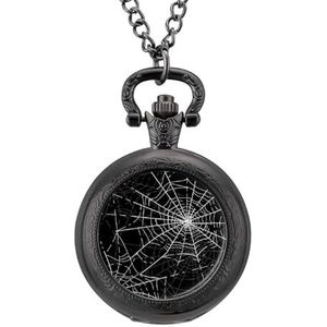 Halloween Spinnen Web Vintage Zakhorloge met Ketting Quartz Arabische Cijfer Digitale Schaal Gepersonaliseerde Kerst Verjaardagscadeaus